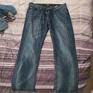 Lucky Brand Blue Straight Leg Denim with Subtle Whiskering